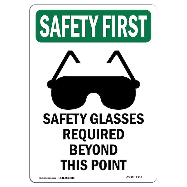 OSHA, Glasses Required, 5in X 3.5in, 10PK, 3.5" W, 5" H, Portrait, PK10, OS-SF-D-35-V-11318-10PK